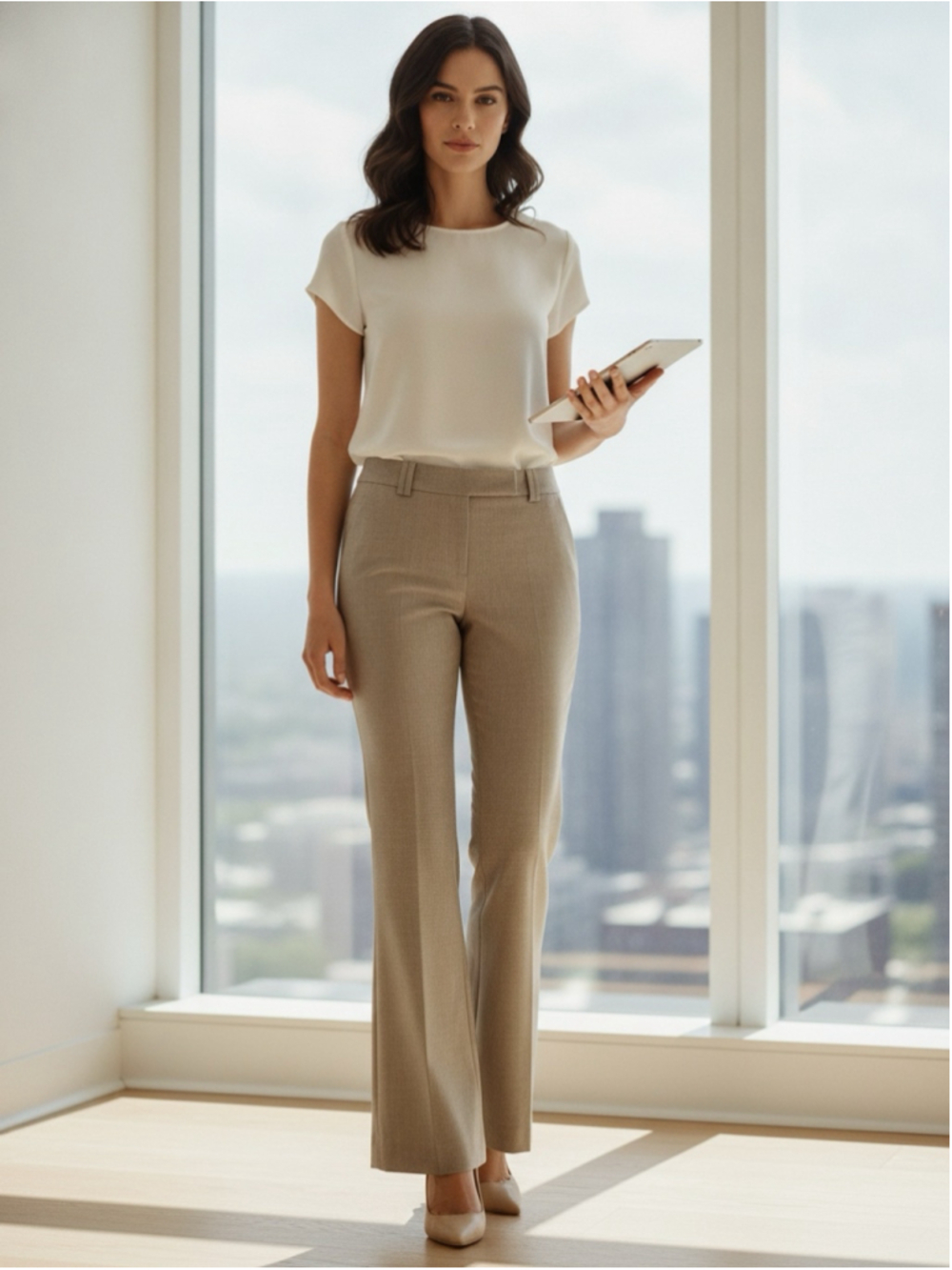 LOFT Marisa Modern Trouser Pants with Stretch Beige/Tan Size 2 NWT